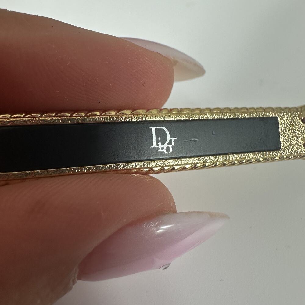 Vintage Christian Dior Gold Tone Black Enamel Tie Clip Bar Mens 2 Inch Germany